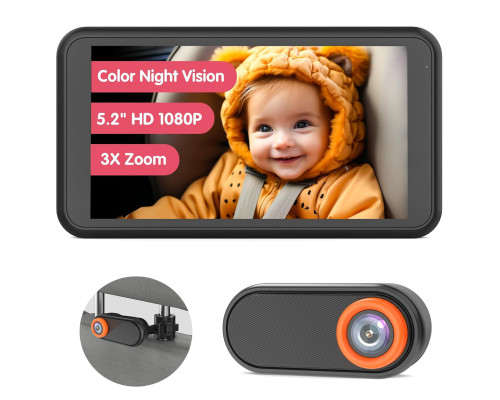 Автомобільна камера LUCKVIEW BM2, екран 5,2 дюйми 1080P з 3-кратним зумом, чорний (my-21034)
