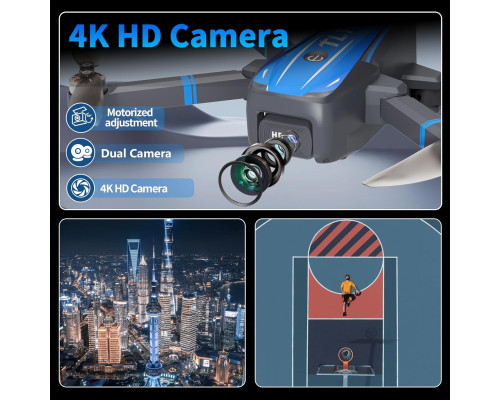 Безщітковий дрон Toladrone TL16 з камерою 4K HD, синій (my-21030)