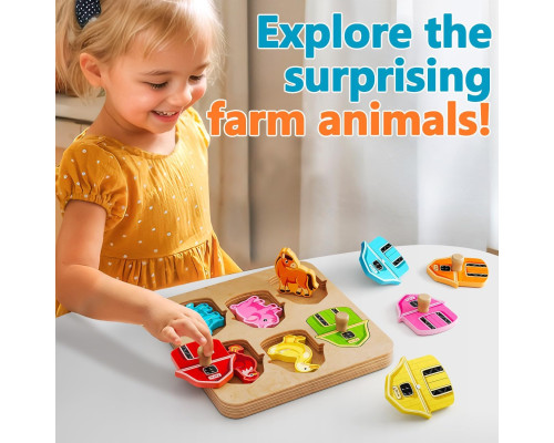 Дерев'яні пазли із зображенням тварин на фермі (my-21005)