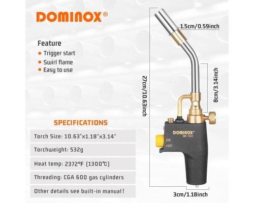 Головка пальника DOMINOX DM-022CGA із пусковим курком (my-21007)