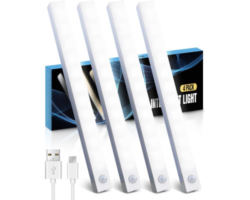 Комплект із 4 світильників KALAHOL YNYD08 для кухні, з датчиком руху USB, білий (my-21043)