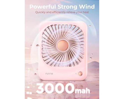 Маленький настільний вентилятор Funme OEDKL02-3000PK1 з акумулятором, рожевий (my-21194)
