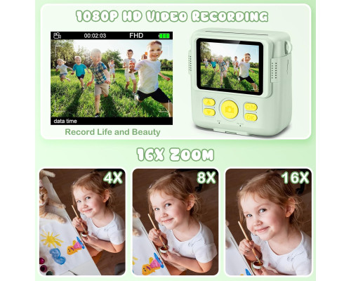 Цифрова камера Gofunly X6 з функцією миттєвого друку 1080P, зелена (my-21004)