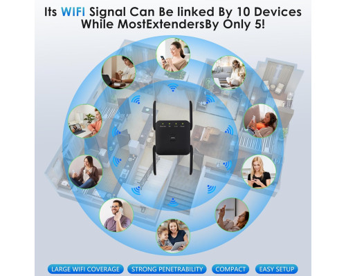 Підсилювач Wi-Fi Anluomafuy WD-1203U, ретранслятор, 1200 Мбіт/с, чорний (my-21120)