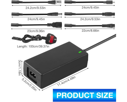 Зарядний пристрій AVCXEC szYB-100W-42V2A для літій-іонних акумуляторів 42 В 2 А, чорний (my-21126)