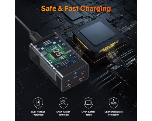 Швидкий зарядний пристрій Sccvee USB-C потужністю 125 Вт підтримка PD/USB-A (6019)