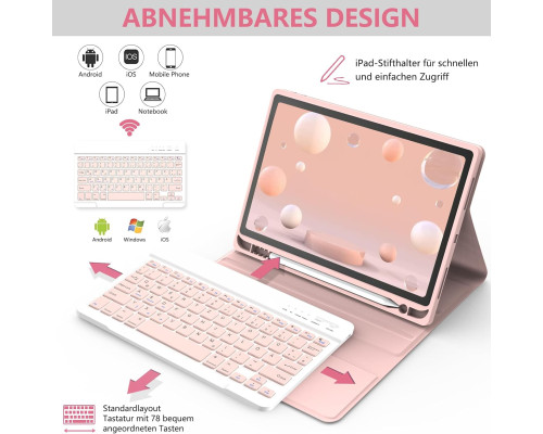 Чохол-клавіатура HOTLIFE для iPad Air 11 світло-рожевий (6023)