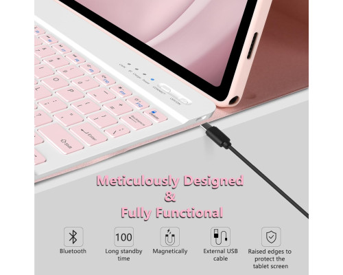 Чохол MMK для Galaxy Tab A9 Plus з клавіатурою рожевий (6025)