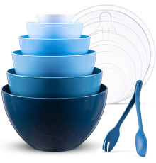 Набір LUXEAR із 6 мисок для підготовки продуктів 6 кришок та 2 кухонних ложок синій (6059)