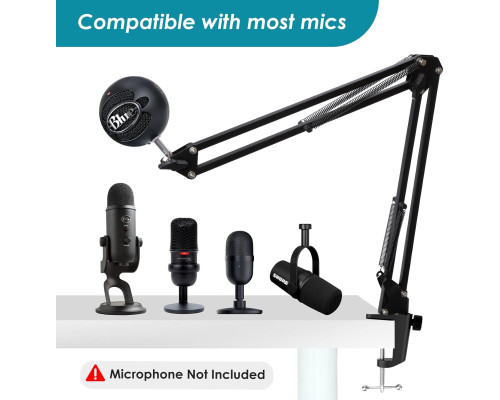 Підставка для мікрофона YOUSHARES сумісний з HyperX QuadCast Boom Arm чорний (6018)
