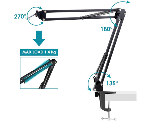 Підставка для мікрофона YOUSHARES сумісний з HyperX QuadCast Boom Arm чорний (6018)