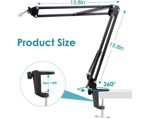 Підставка для мікрофона YOUSHARES сумісний з HyperX QuadCast Boom Arm чорний (6018)