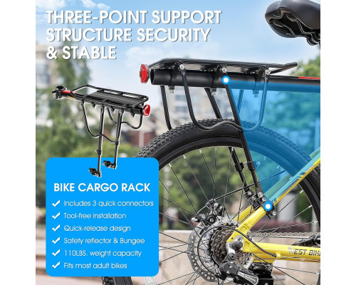 Універсальний задній багажник West Biking для велосипеда чорний (6107)