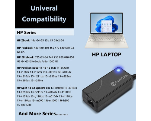 Зарядний пристрій PAEBAI+ 65 Вт/45 Вт для ноутбуків HP Pavilion Zbook ProBook (6106)