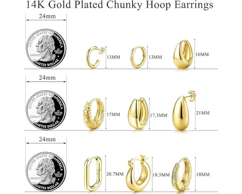 9 пар маленьких золотистих сережок-кілець JWBE-YZ-ER99-GoldHoop (5186)