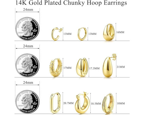 Набір золотистих сережок-кілець JWBE-YZ-ER99-GoldHoop 9 пар (5181)