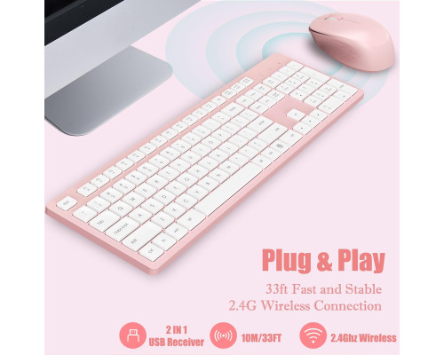 Комплект бездротової клавіатури та миші LeadsaiL K786-PINK (4175)