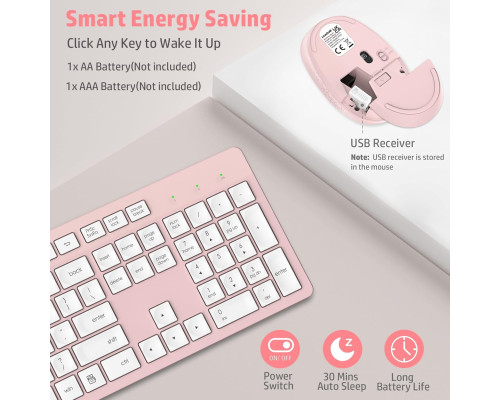 Комплект бездротової клавіатури та миші LeadsaiL K786-PINK (4175)