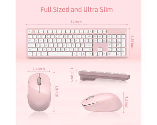 Комплект бездротової клавіатури та миші LeadsaiL K786-PINK (4175)