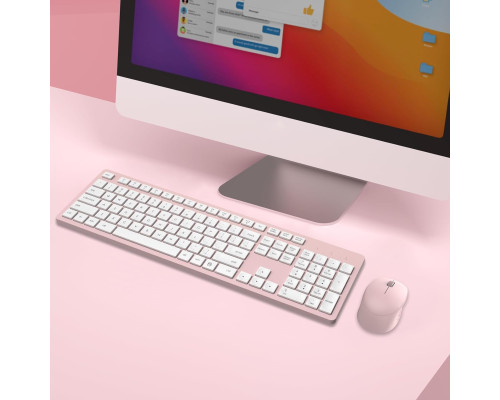 Комплект бездротової клавіатури та миші LeadsaiL K786-PINK (4175)