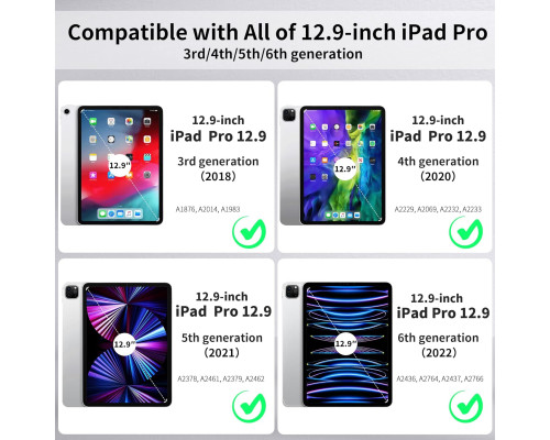 Чохол EasyAcc PGIPP13UN для iPad Pro 12,9 дюймів 6-го/5-го/4-го/3-го покоління (2039)