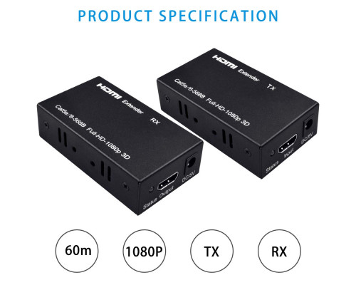 HDMI-подовжувач Ozvavzk MO-HD YCQ-01 60 м HDMI - RJ45 Ethernet через кабель Cat5e/Cat6 (3168)