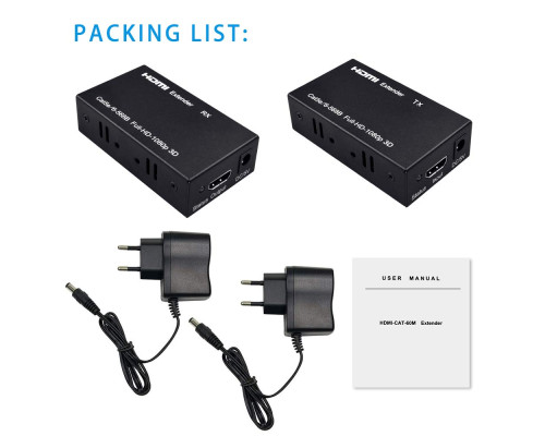 HDMI-подовжувач Ozvavzk MO-HD YCQ-01 60 м HDMI - RJ45 Ethernet через кабель Cat5e/Cat6 (3168)