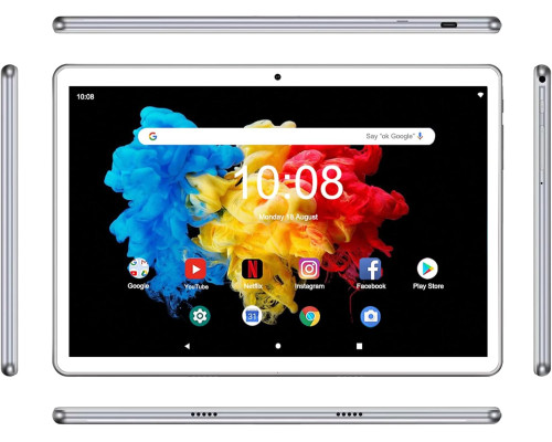Планшет Niuniutab KT107 Android, 10", 2-SIM карти, 4 ГБ оперативної пам'яті, 64 ГБ ПЗП, сріблястий (4132)