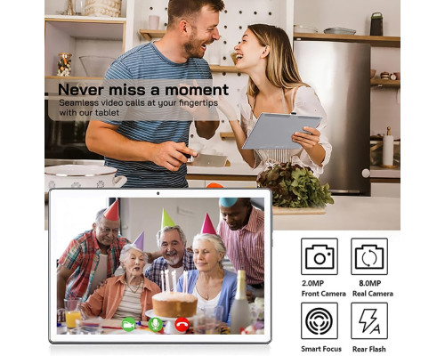 Планшет Niuniutab KT107 Android, 10", 2-SIM карти, 4 ГБ оперативної пам'яті, 64 ГБ ПЗП, сріблястий (4132)
