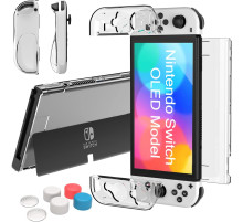 Чохол TPU Joy-Con та твердий захисний чохол з ПК, з 6 накладками, прозорий (5092)