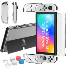 Чохол TPU Joy-Con та твердий захисний чохол з ПК, з 6 накладками, прозорий (5092)