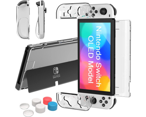 Чохол TPU Joy-Con та твердий захисний чохол з ПК, з 6 накладками, прозорий (5092)