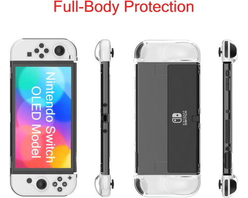 Чохол TPU Joy-Con та твердий захисний чохол з ПК, з 6 накладками, прозорий (5092)