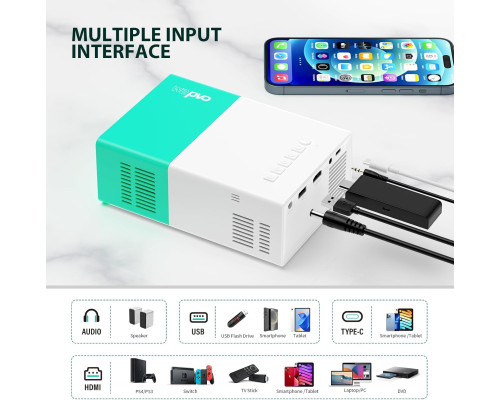 Портативний кінопроектор Wepvo YG300Plus з Wi-Fi, HDMI, TYPE-C, Wi-Fi 2.4G+5.8G (5112)