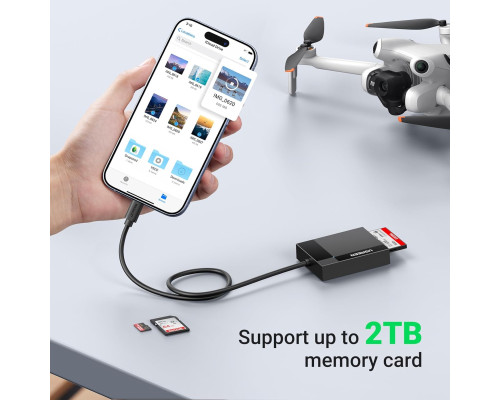 Зчитувач карт пам'яті UGREEN USB C 4-в-1, адаптер для карт пам'яті SD Micro SD MS CF Compact Flash, сумісний з iPhone 15, чорний (0015)