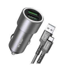 Автомобільний зарядний пристрій 36 Вт JSAUX Metal Dual QC 3.0 з кабелем USB-C 3,3 фути (my-12102)
