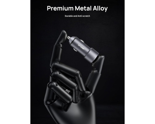 Автомобільний зарядний пристрій 36 Вт JSAUX Metal Dual QC 3.0 з кабелем USB-C 3,3 фути (my-12102)