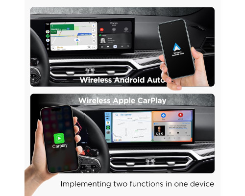 Бездротовий адаптер DYUZO AC01-Silver CarPlay Android Auto сріблястий (my-17126)