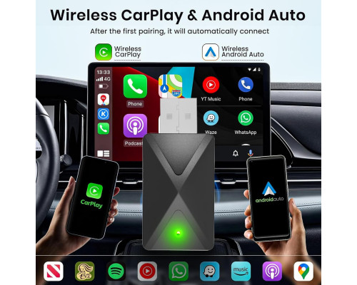 Бездротовий Bluetooth-адаптер 2-в-1 CarPlay для iPhone та Android Auto (my-17127)
