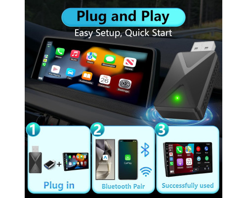 Бездротовий Bluetooth-адаптер 2-в-1 CarPlay для iPhone та Android Auto (my-17127)