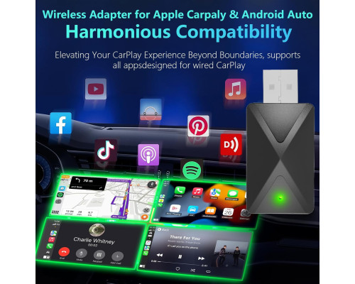 Бездротовий Bluetooth-адаптер 2-в-1 CarPlay для iPhone та Android Auto (my-17127)