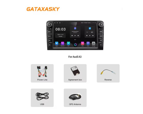 Автомобільна магнітола для Audi A3 8P S3 2003-2012 RS3 Sportback з GPS/CarPlay Android 12  (my-17095)