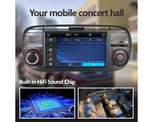 Автомобільна магнітола 7-дюймів YZKONG H-7027 для Fiat 500 2007-2015 Carplay/Android Car (my-17049)