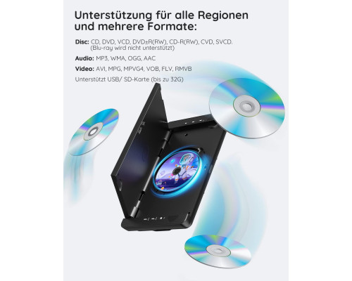 Автомобільний DVD-плеєр BOIFUN BFN-101 з 2 екранами 105 дюйми та акумулятором на 7 годин портативний телевізор кріплення на підголовник (my-18005)