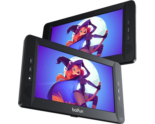 Автомобільний DVD-плеєр BOIFUN BFN-101 з 2 екранами 105 дюйми та акумулятором на 7 годин портативний телевізор кріплення на підголовник (my-18005)