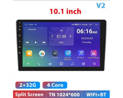 Автомобільна магнітола 2 Din з сенсорним екраном 10,1" Podofo V2 (my-18130)