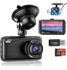 Відеореєстратор Lnkful Dashcams A25P 1080P, IPS-екран, паркувальний монітор, передня та задня камера з картою пам'яті 32 ГБ (my-9054)