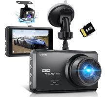 Відеореєстратор Miden S7 2.5K спереду та ззаду, нічне бачення, екран IPS 3.2'' дюйма, ширококутний об'єктив 176 ° +160 °, цілодобовий режим паркування чорний (my-12015)
