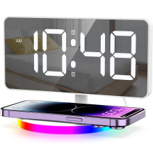 Цифровий будильник ORIA із бездротовою зарядкою, 10 режимів RGB Night Light (my-3081)