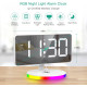 Цифровий будильник ORIA із бездротовою зарядкою, 10 режимів RGB Night Light (my-3081)